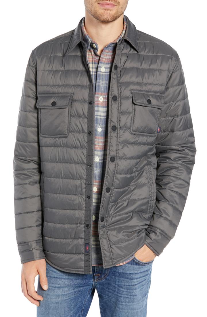 Men's Faherty Atmosphere Quilted Water Resistant Shirt Jacket - Grey
