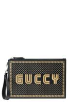 Gucci Guccy Moon & Stars Leather Zip Pouch -