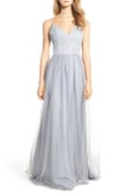 Women's Hayley Paige Occasions Metallic Embellished Gown - Grey