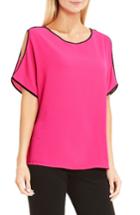 Women's Vince Camuto Contrast Trim Cold Shoulder Blouse