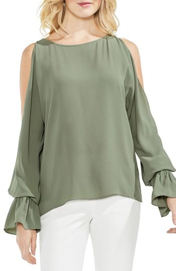 Women's Vince Camuto Cold Shoulder Flare Cuff Top, Size - Green