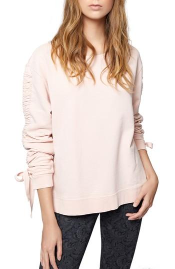 Petite Women's Sanctuary Camden Ruched Sweatshirt, Size P - Pink