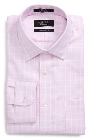 Men's Nordstrom Men's Shop Traditional Fit No-iron Check Dress Shirt .5 34/35 - Pink