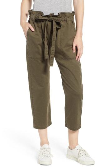 Women's Current/elliott The Tabloid Paperbag Waist Crop Pants - Green