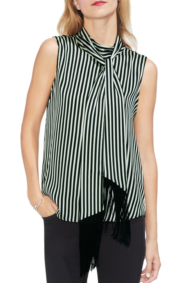 Women's Vince Camuto Sleeveless Tie Neck Blouse - Black