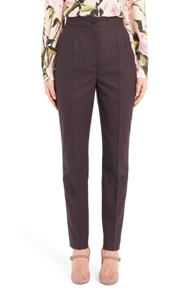 Women's Dolce & Gabbana Stretch Wool Skinny Pants Us / 40 It - Purple