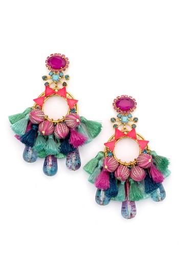 Women's Elizabeth Cole Sakura Tassel Beaded Drop Earrings