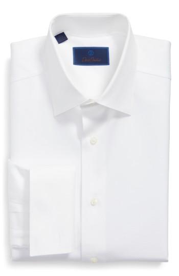 Men's David Donahue Regular Fit Solid French Cuff Tuxedo Shirt - 32/33 - White