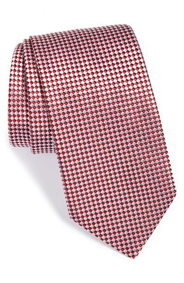 Men's Boss Geometric Silk Tie, Size - Red