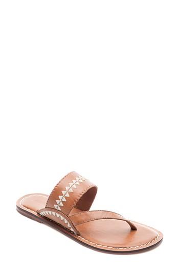 Women's Bernardo Mary Embroidered Slide Thong M - Brown