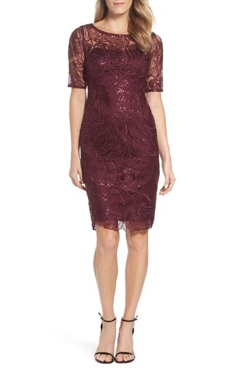 Women's Adrianna Papell Sequin Embellished Sheath Dress - Red