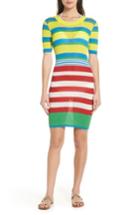 Women's Dvf Stripe Ribbed Cover-up Sweater Dress - Yellow
