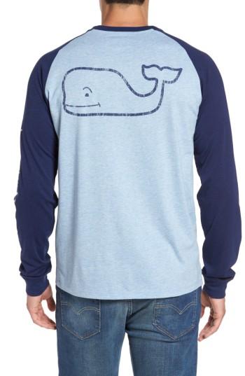 Men's Vineyard Vines Heathered Raglan Whale Logo T-shirt, Size - Blue