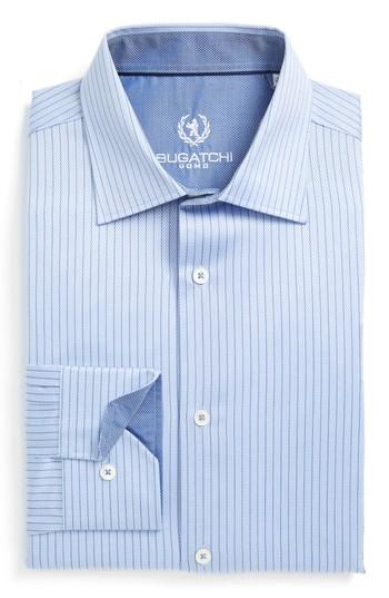 Men's Bugatchi Trim Fit Herringbone Dress Shirt .5 - - Blue