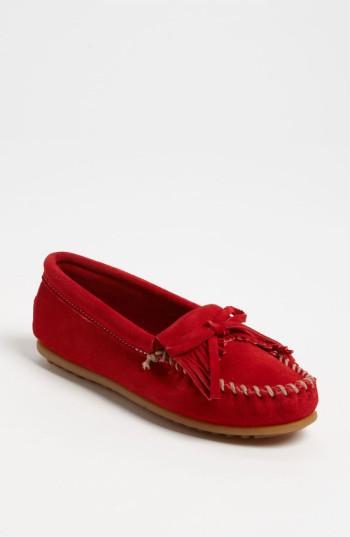 Women's Minnetonka 'kilty' Suede Moccasin .5 M - Red