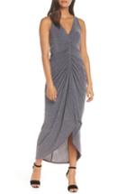 Women's Vince Camuto Ruched Glitter Knit Gown - Grey