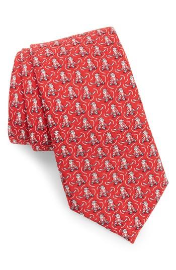 Men's Vineyard Vines Santa Hockey Silk Tie, Size - Red