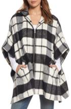 Women's Treasure & Bond Hooded Plaid Cape, Size - Black