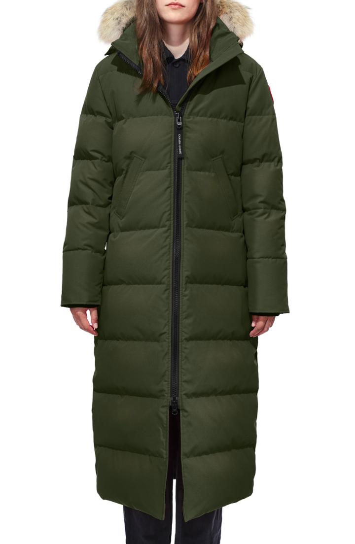 Women's Canada Goose Mystique Regular Fit Down Parka With Genuine Coyote Fur Trim (0) - Green