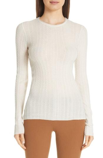Women's Theory Cable Knit Cashmere Sweater, Size - Ivory