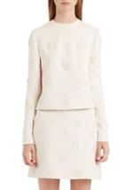Women's Valentino Daisy Embroidered Crepe Couture Top