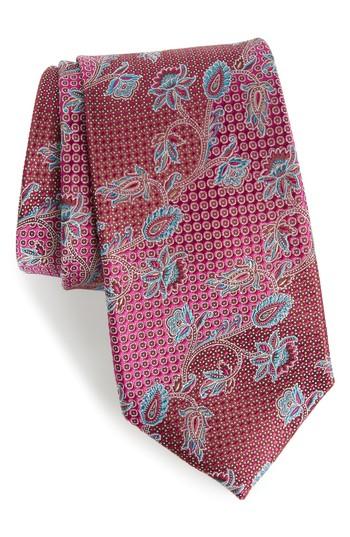 Men's Nordstrom Men's Shop Demarco Floral Silk Tie, Size - Pink