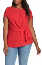 Women's Gibson Tie Front Blouse, Size Regular - Red