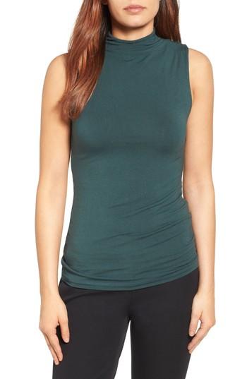 Petite Women's Halogen Jersey Funnel Neck Top P - Green