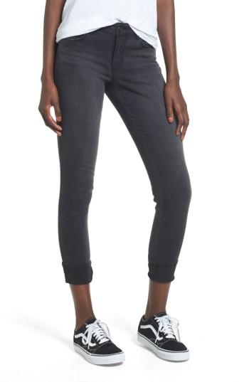 Women's 1822 Denim Cuffed Ankle Skinny Jeans - Black