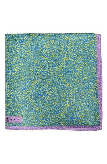 Men's Robert Talbott Floral Silk Pocket Square, Size - Blue/green