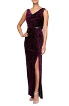 Women's Alex Evenings Sleeveless Velvet Gown - Purple