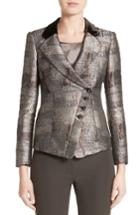 Women's Armani Collezioni Panel Jacquard Asymmetrical Jacket Us / 38 It - None
