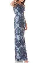 Women's Js Collections Leaf Embroidered Gown - Blue