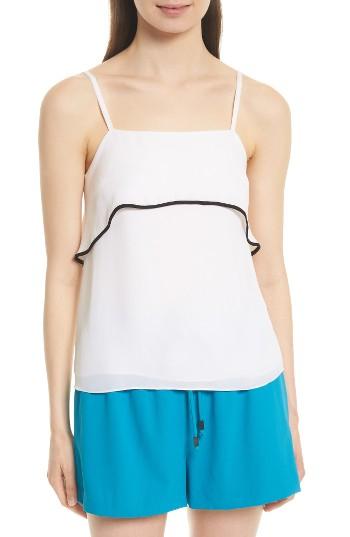 Women's Alice + Olivia Etta Ruffle Silk Camisole - Black