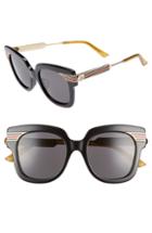 Women's Gucci 51mm Cat Eye Sunglasses - Black/ Gold
