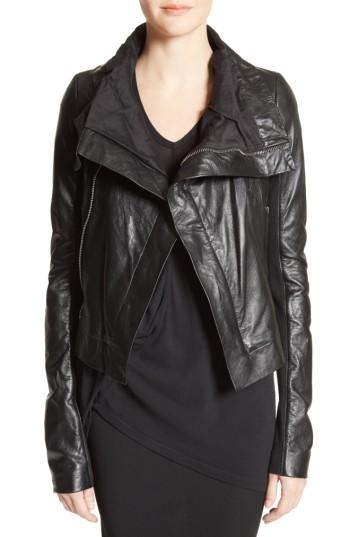 Women's Rick Owens Classic Leather Biker Jacket Us / 46 It - Black