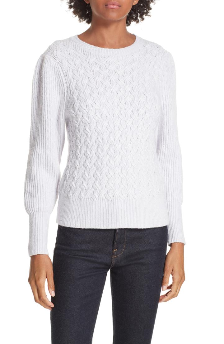 Women's La Vie Rebecca Taylor Wavy Cable Cotton Wool Blend Sweater