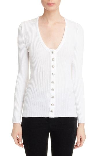 Women's Balmain Button Front Knit Top Us / 34 Fr - White