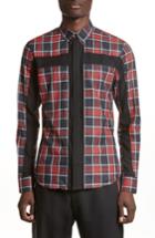 Men's Givenchy Panel Check Sport Shirt - Red