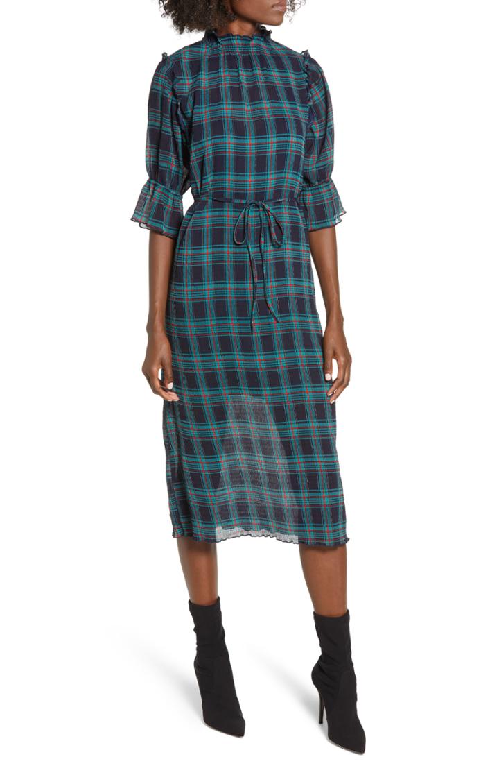 Women's The Fifth Label Zone Tartan Midi Dress - Blue