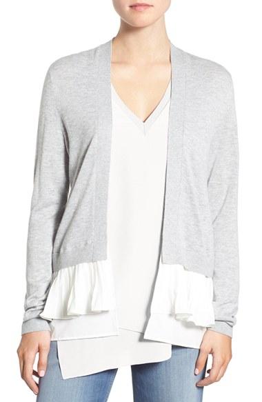 Women's Chelsea28 Ruffle Trim Cardigan - Grey