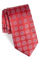 Men's Nordstrom Men's Shop Pinpoint Medallion Silk Tie, Size X-long - Red