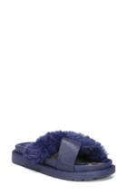 Women's Sam Edelman Bianca Faux Fur Cross Strap Sandal M - Blue