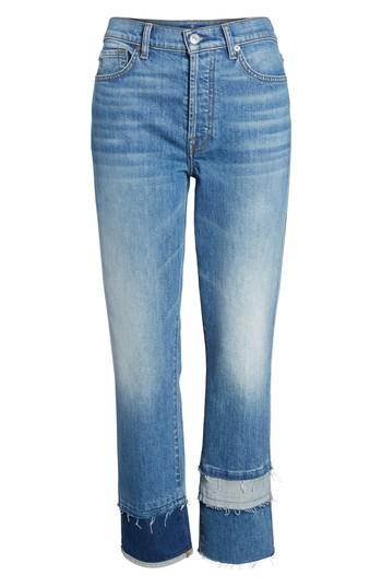 Women's 7 For All Mankind Edie Pieced Hem Cropped Jeans - Blue