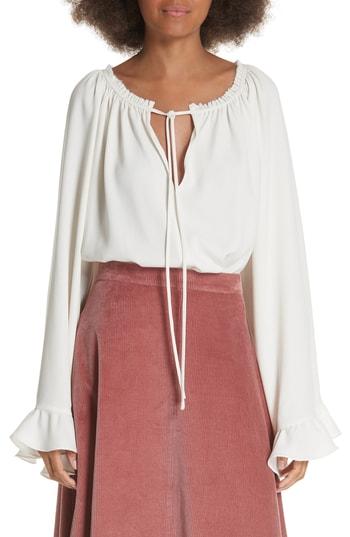 Women's Elizabeth And James Fleur Tie Neck Blouse - White