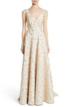 Women's Carmen Marc Valvo Couture Reembroidered Cloque Gown - Ivory
