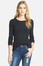 Women's Caslon Long Sleeve Scoop Neck Cotton Tee - Black