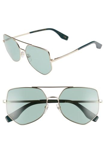 Women's Marc Jacobs 59mm Navigator Sunglasses - Gold/ Green