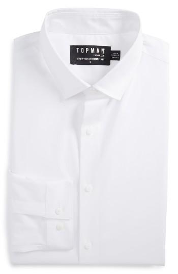 Men's Topman Skinny Fit Stretch Dress Shirt - White