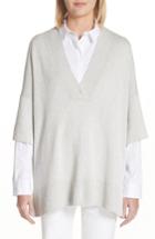 Women's Lafayette 148 New York Relaxed V-neck Cotton & Silk Sweater, Size - Grey